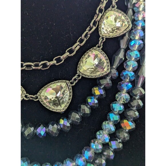 Premier Designs MONTANA Necklace Layered Hematite Crystal Glass Beads Blue Black - Picture 2 of 14